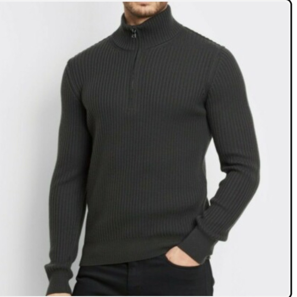 Vince men’s wool 1/4 zip up sweater in green